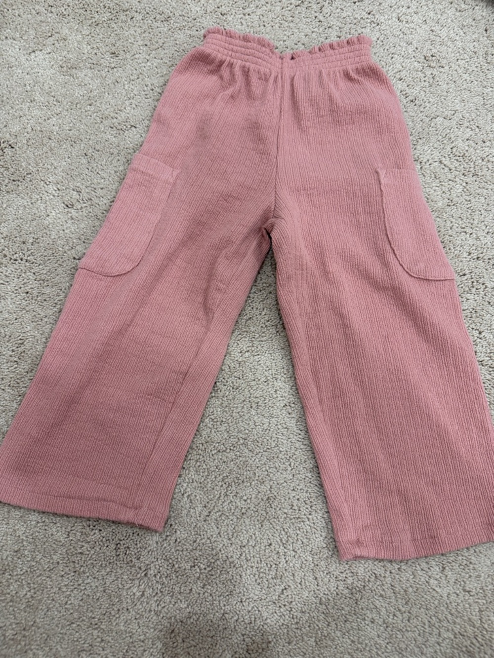 Zara Kids Ribbed Knit Pants in Dusty Pink